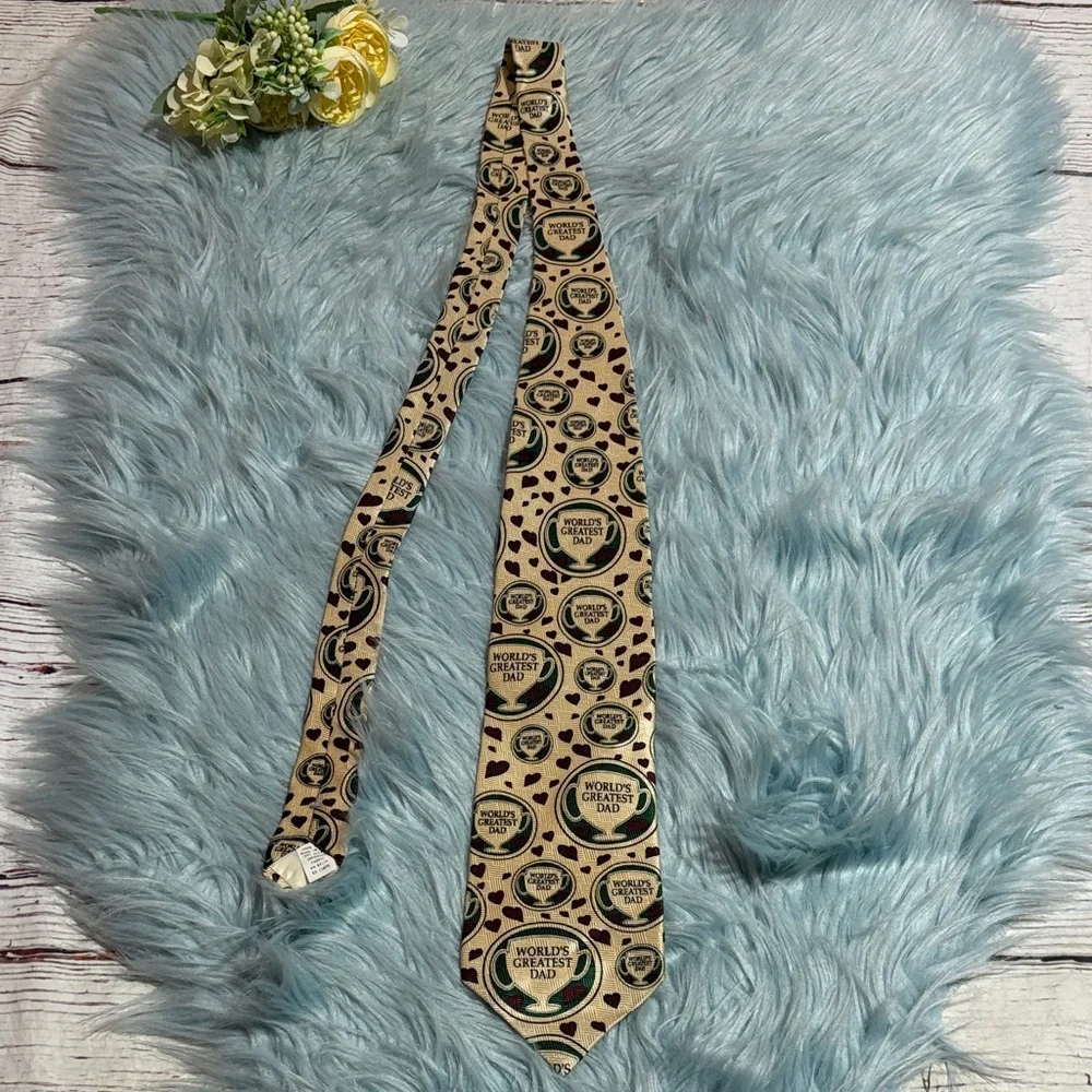 RM Style Silk World's Greatest Dad Tan Tie